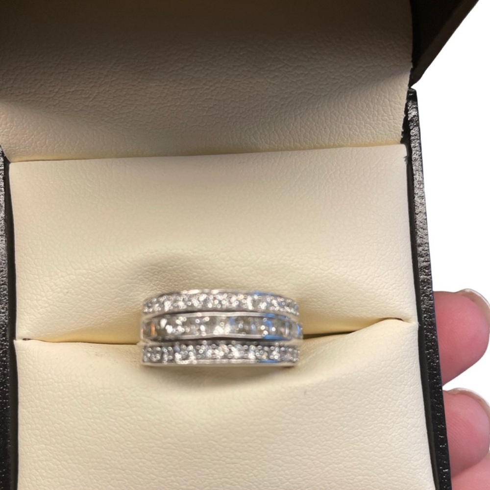 3.50 Ct Princess Cut Moissanite Anniversary Band Ring 925 Sterling Silver - Picture 3 of 7